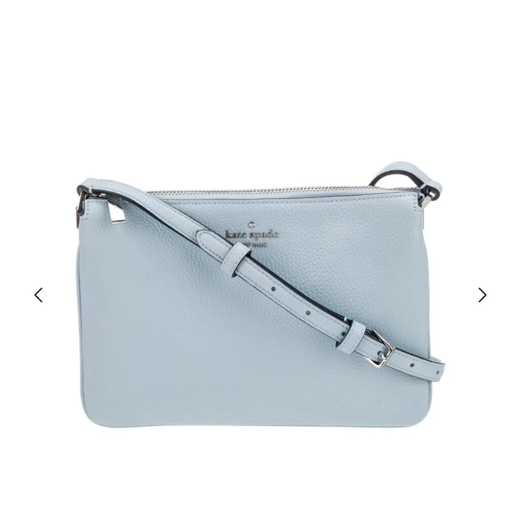 Kate Spade New York Crossbody Bag Purse Small Powder Blue Leather Triple Gusset - Picture 2 of 10